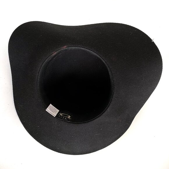 August Boho 100% Wool Black Floppy Wide Brim Hat with Studded Band main image 4